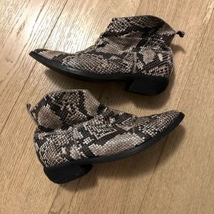 Snakeskin booties